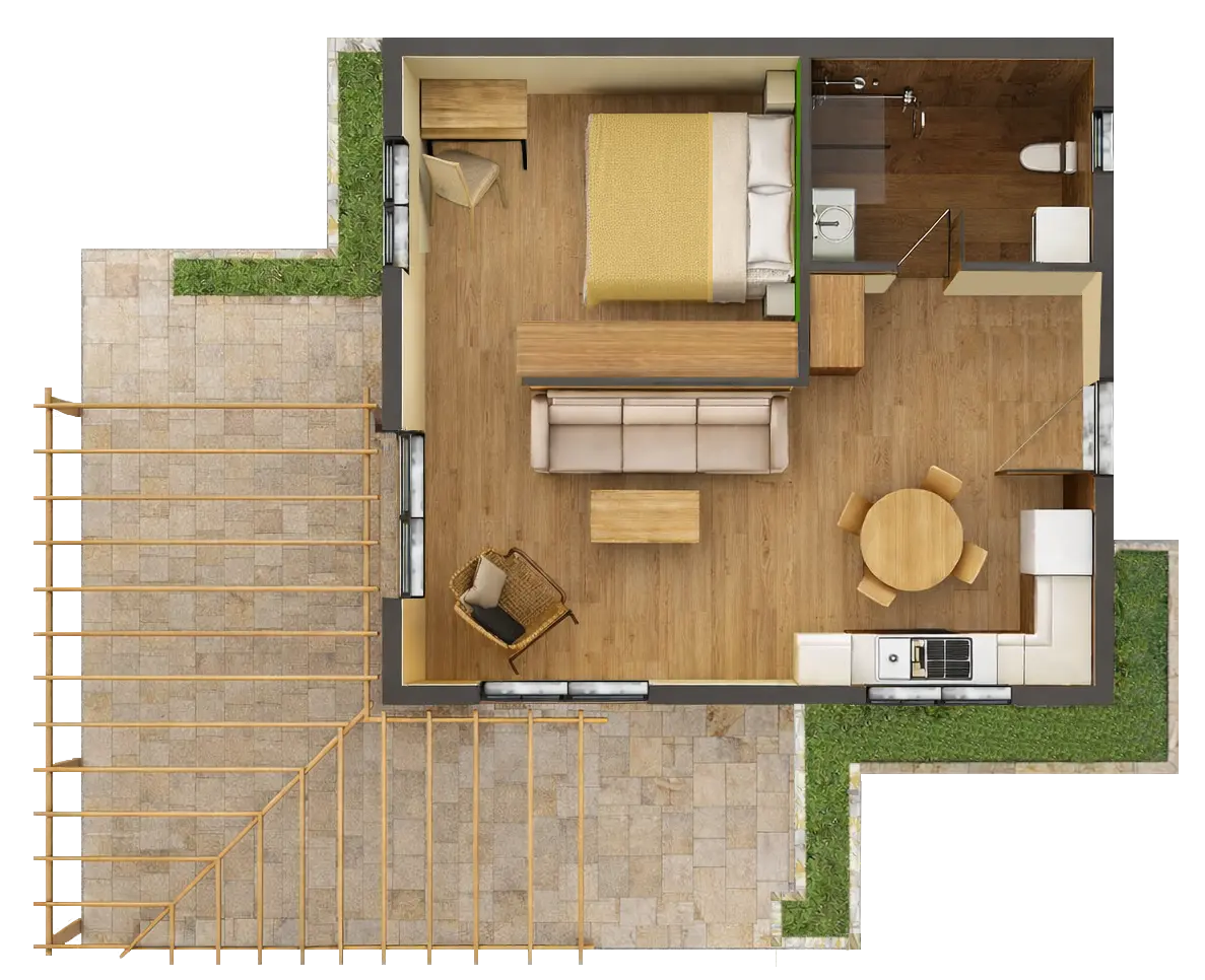 Photorealistic Cottage plan view